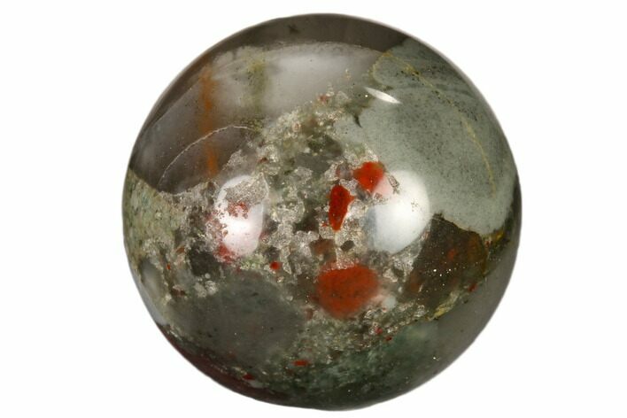 .9" Polished Bloodstone (Heliotrope)Sphere - Photo 1